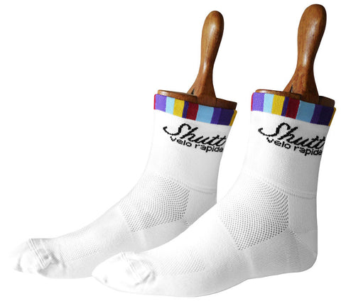 White Signature Cycling Socks 9cm